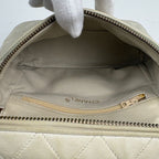 Chanel CC Logo Chain Shoulder Bag Quilted Fringe Leather White — view 9