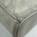 Chanel CC Logo Chain Shoulder Bag Quilted Fringe Leather White — view 3