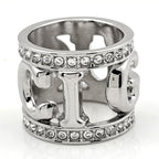 Gucci Logo Scarf Ring Crystal Metal Silver — view 3