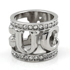 Gucci Logo Scarf Ring Crystal Metal Silver — view 2
