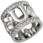 Gucci Logo Scarf Ring Crystal Metal Silver