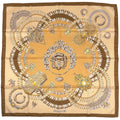 Hermes Carre 90 Kosmima Universe Scarf Silk Brown Beige Multicolor
