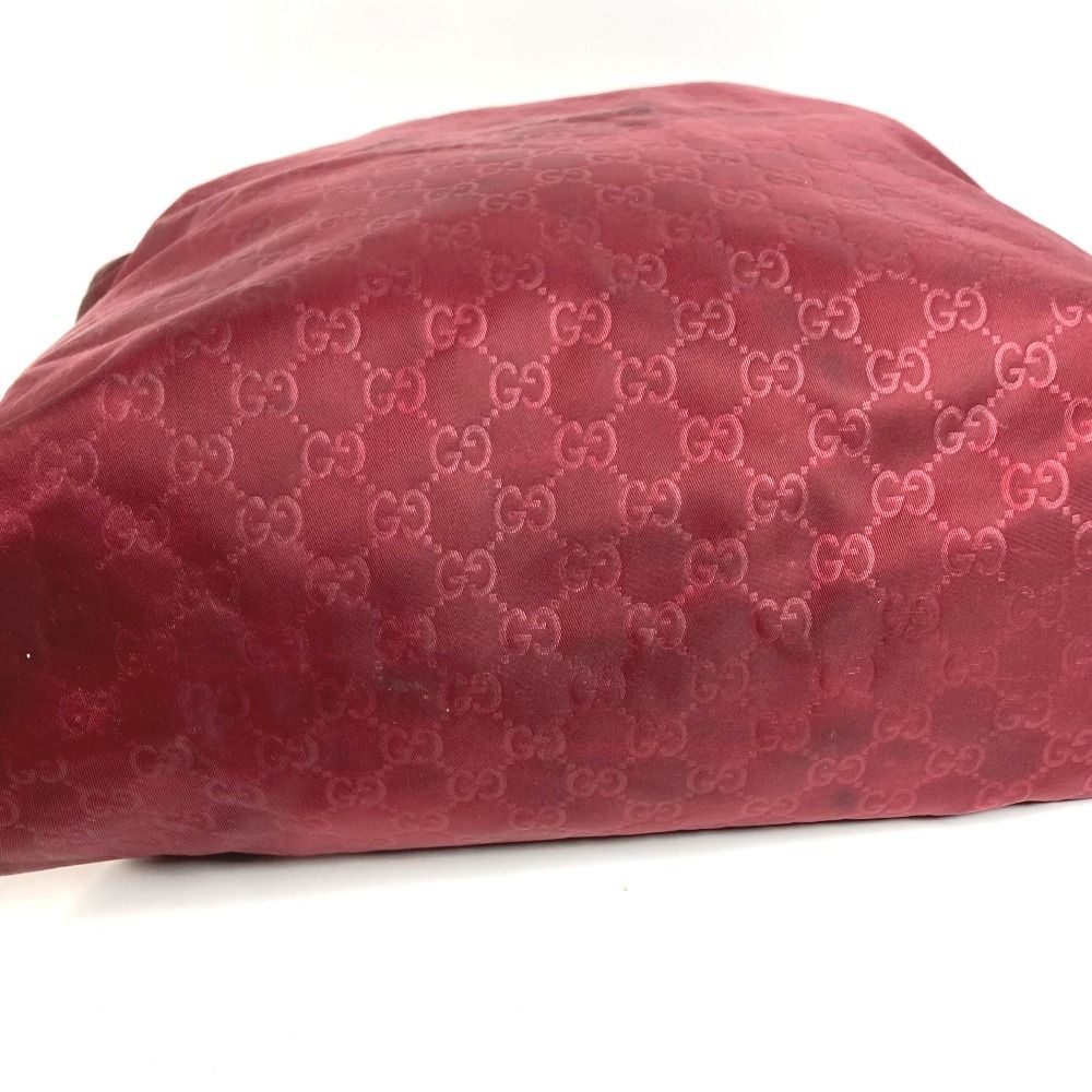 Gucci Shoulder Bag GG Logo Leather Nylon Wine — view 7