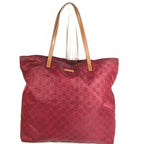 Gucci Shoulder Bag GG Logo Leather Nylon Wine