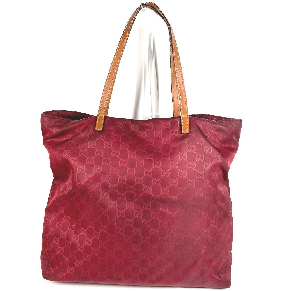 Gucci Shoulder Bag GG Logo Leather Nylon Wine — view 2