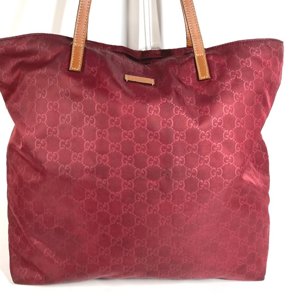 Gucci Shoulder Bag GG Logo Leather Nylon Wine — view 3