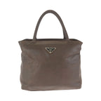Prada Vintage Brown Silver Leather Tote