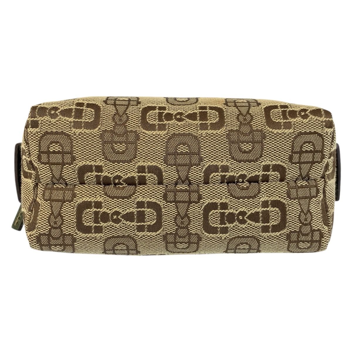 Gucci Horsebit Beige Green Canvas Pouch Makeup — view 9