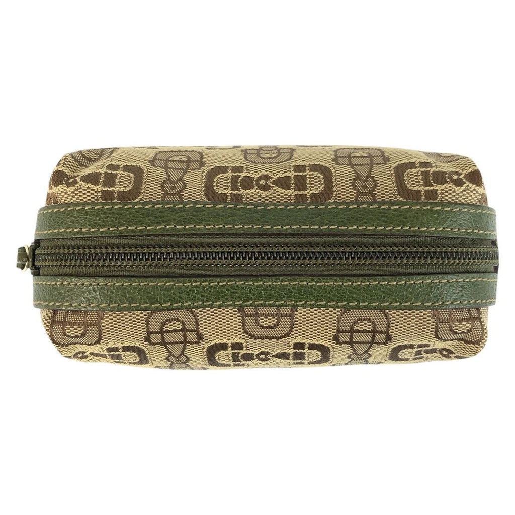 Gucci Horsebit Beige Green Canvas Pouch Makeup — view 8
