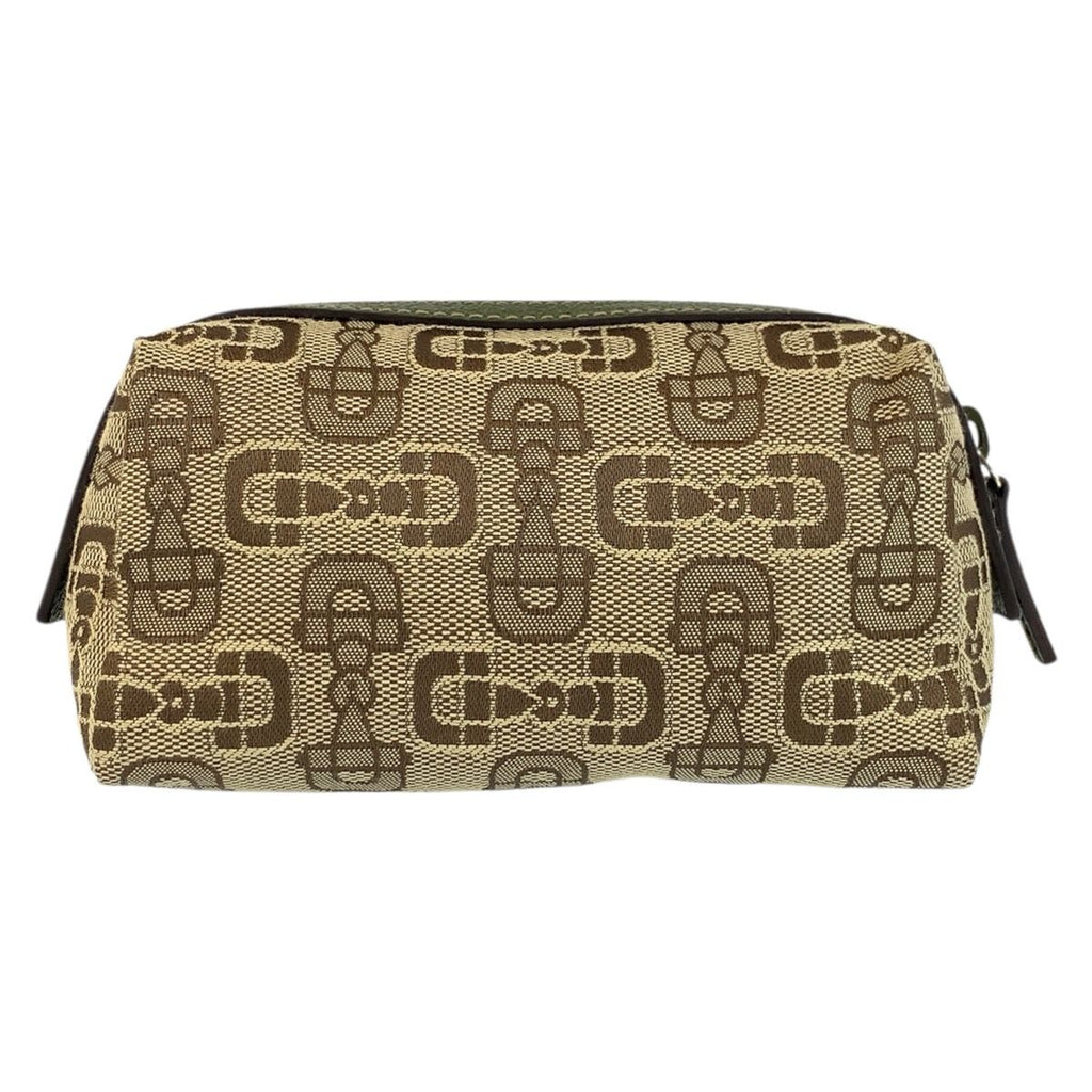 Gucci Horsebit Beige Green Canvas Pouch Makeup — view 2