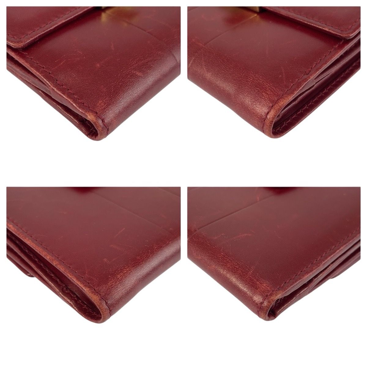 Gucci Red Gold Leather Fold Wallet Compact — view 6