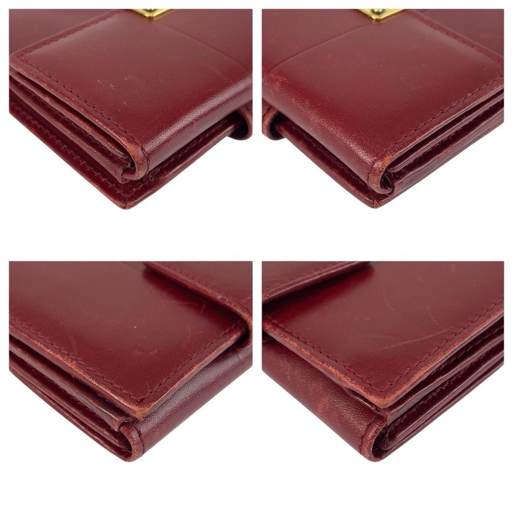 Gucci Red Gold Leather Fold Wallet Compact — view 7