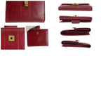 Gucci Red Gold Leather Fold Wallet Compact — view 9