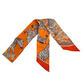 Hermes Scarf Twill Orange Beige Brown Ribbon les Zebres Zebra