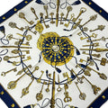Hermes Scarf Carre 90 White Yellow Navy les Cles
