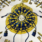 Hermes Scarf Carre 90 White Yellow Navy les Cles — view 4