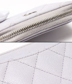 Chanel Coin Case Silver Quilted Caviar Leather 31 CC Logo — view 8