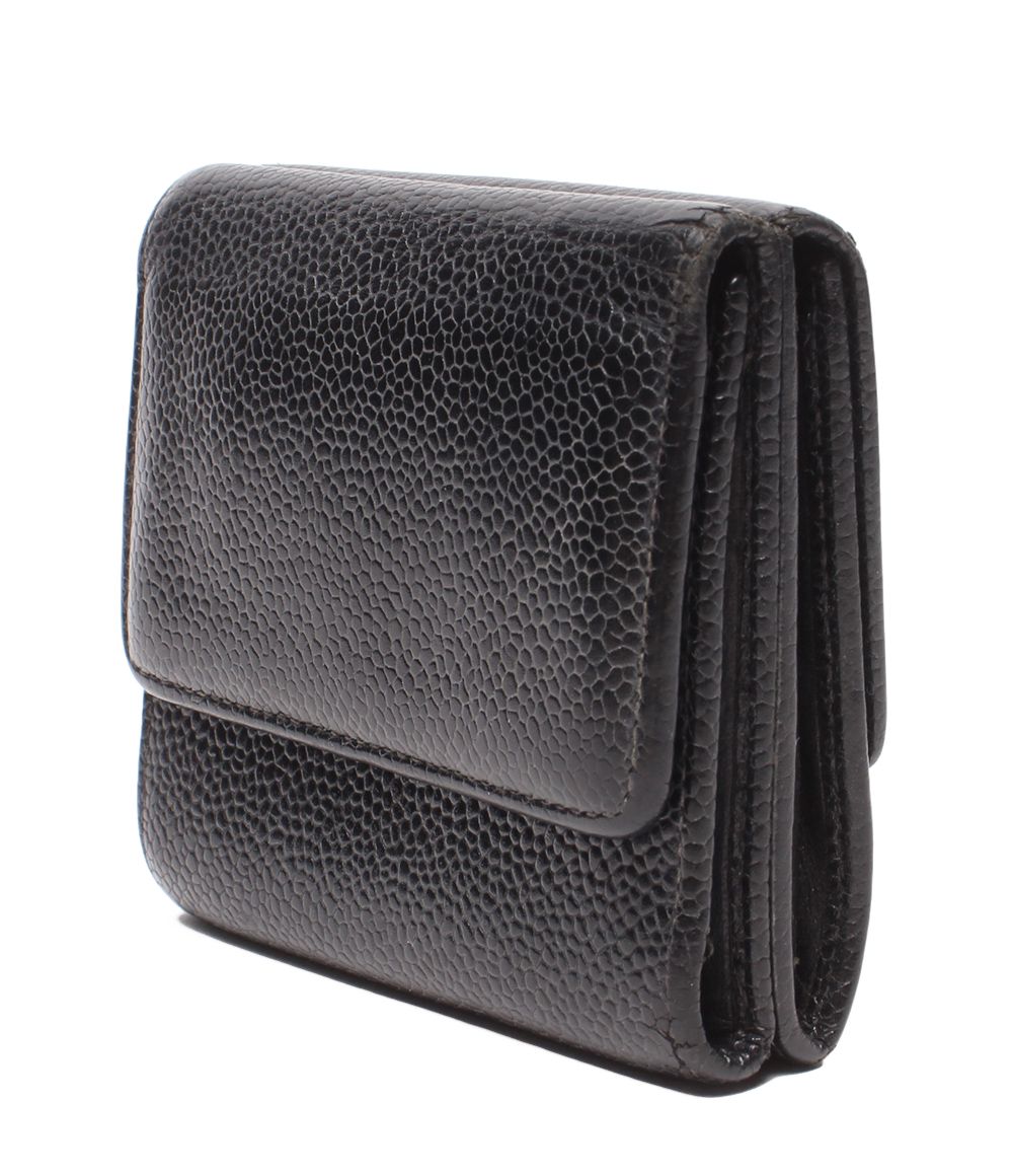 Chanel Hook Trifold Wallet Caviar Leather CC Logo — view 3