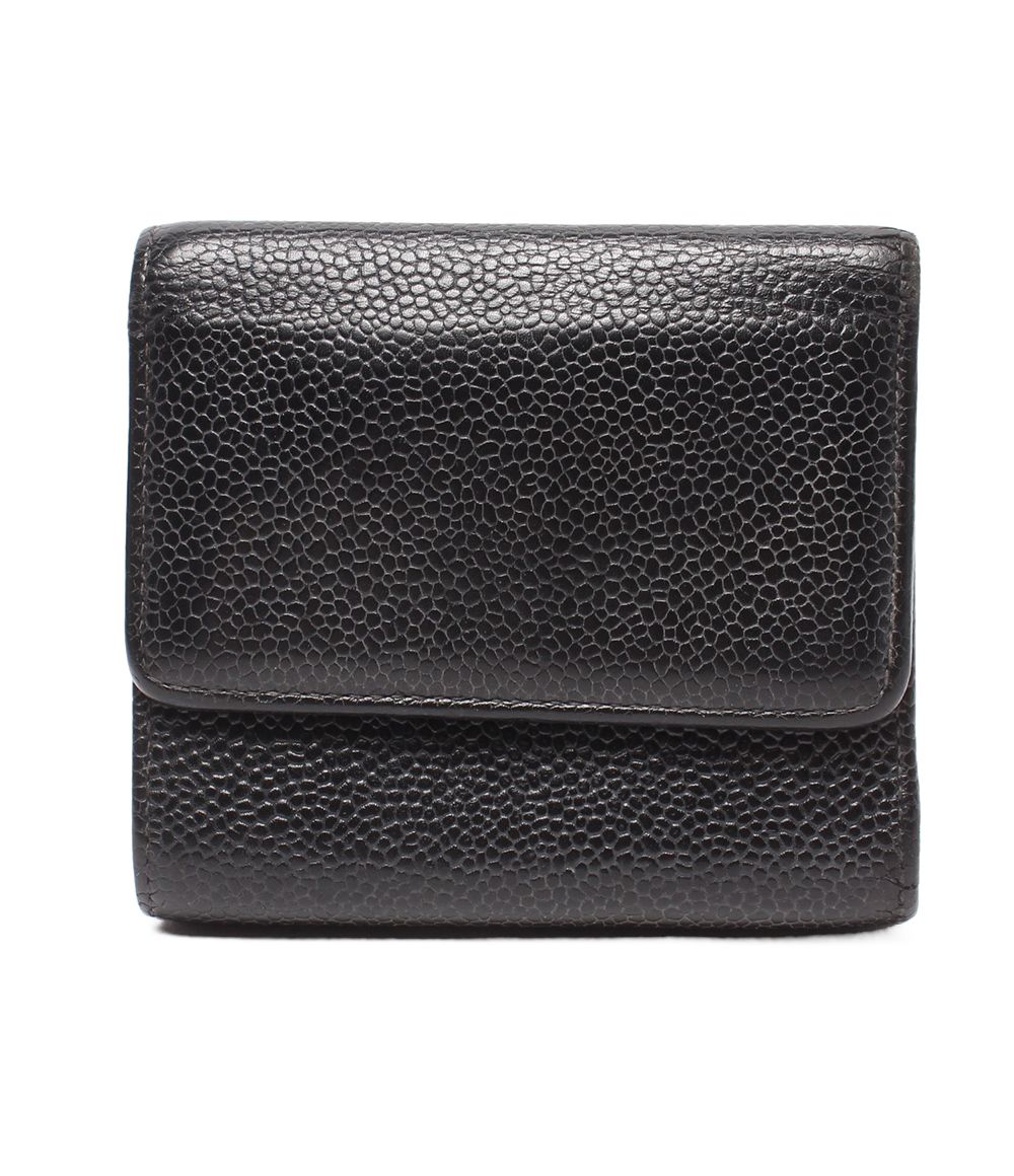 Chanel Hook Trifold Wallet Caviar Leather CC Logo — view 2