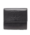Chanel Hook Trifold Wallet Caviar Leather CC Logo