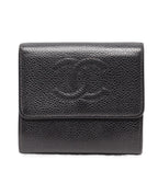 Chanel Hook Trifold Wallet Caviar Leather CC Logo