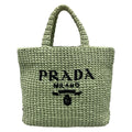 Prada Tote Small Crochet Light Green Black
