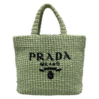 Prada Tote Small Crochet Light Green Black