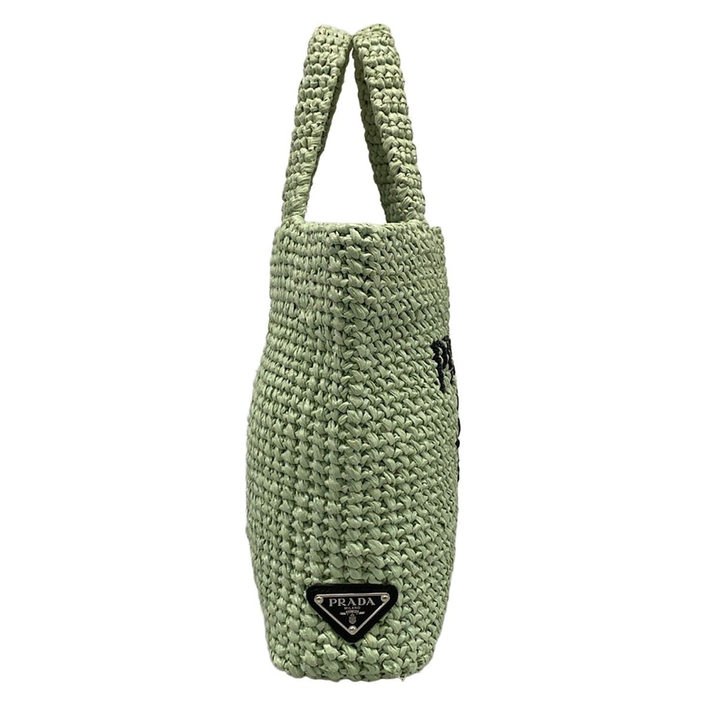Prada Tote Small Crochet Light Green Black — view 2