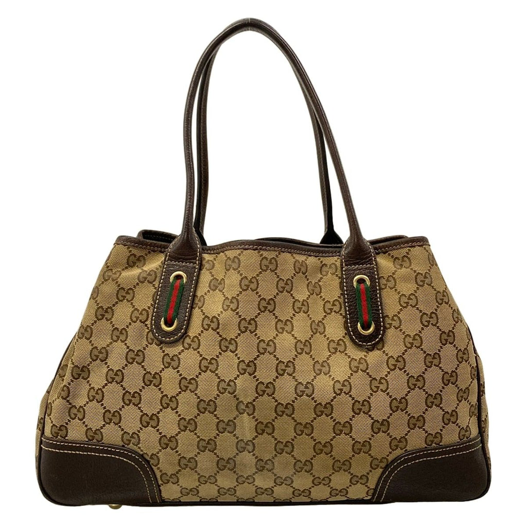 Gucci Tote Beige Dark Brown Leather — view 3