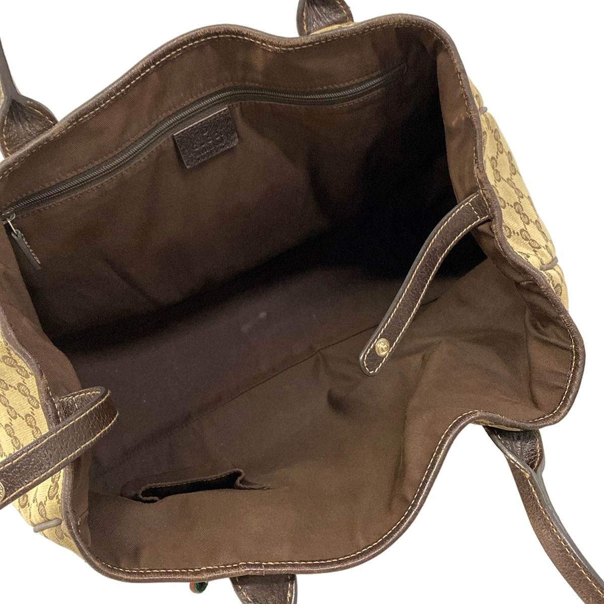 Gucci Tote Beige Dark Brown Leather — view 7