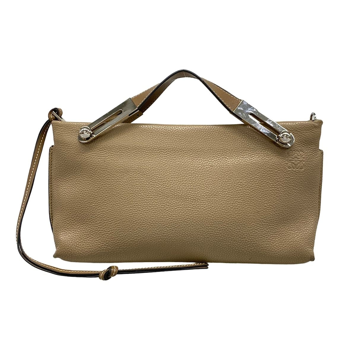 Loewe Handbag Missy Gray Beige 2-Way Leather