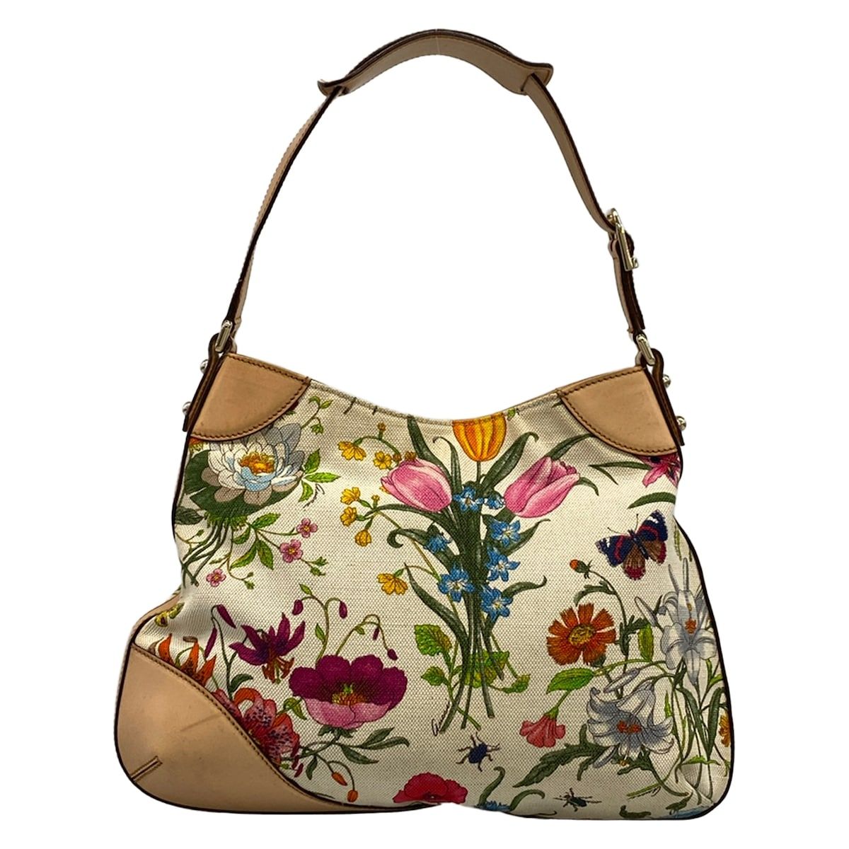 Gucci Shoulder Bag Flora Hasla Bit Ivory Beige Multi Leather — view 3