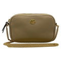 Gucci Shoulder Bag GG Marmont Mini Beige Chain Detachable Strap Leather