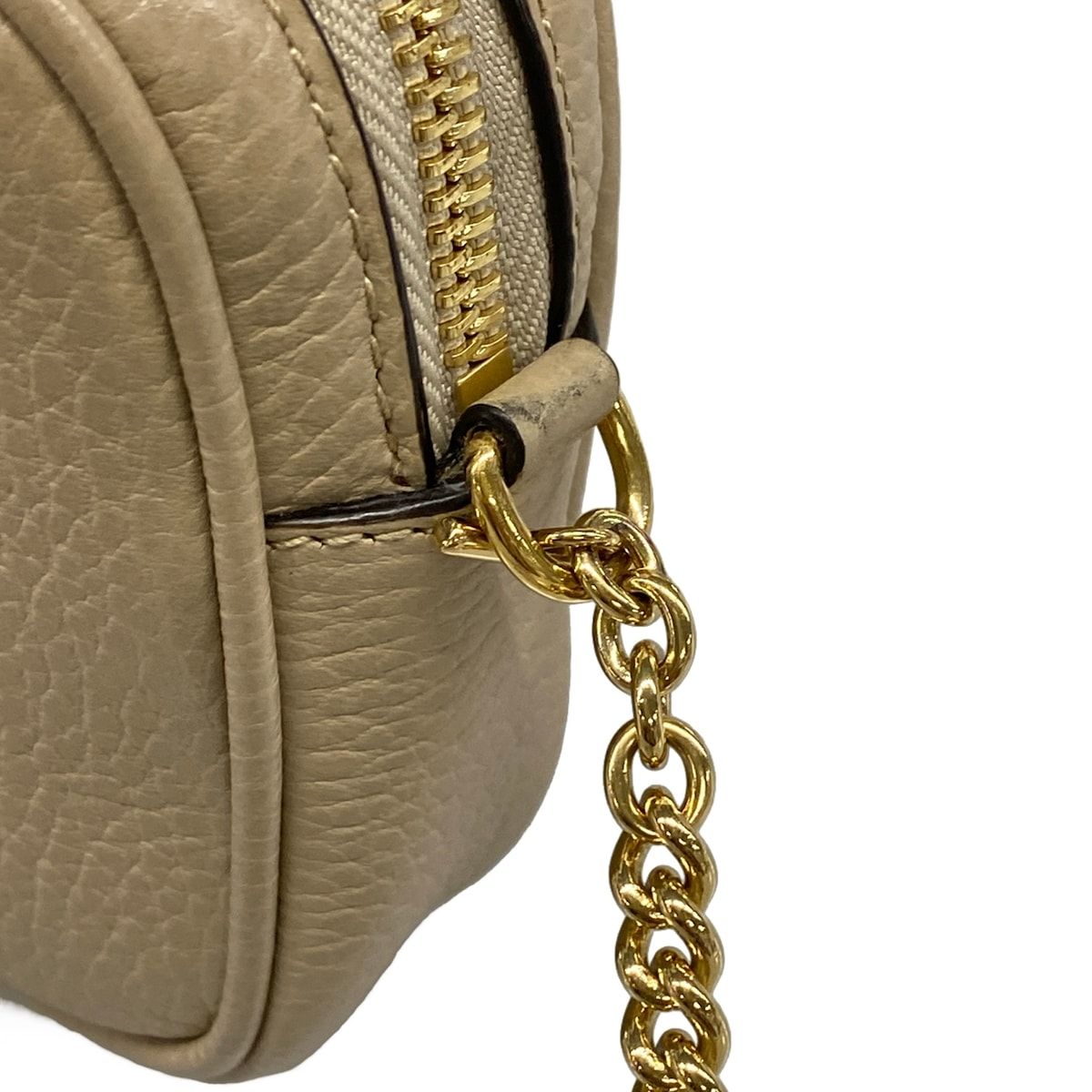 Gucci Shoulder Bag GG Marmont Mini Beige Chain Detachable Strap Leather — view 9