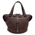 Bottega Veneta Handbag Tambura Bag Intrecciato Dark Brown Leather