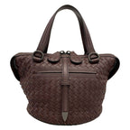 Bottega Veneta Handbag Tambura Bag Intrecciato Dark Brown Leather