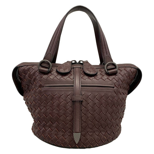 Bottega Veneta Handbag Tambura Bag Intrecciato Dark Brown Leather