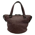 Bottega Veneta Handbag Tambura Bag Intrecciato Dark Brown Leather — view 3