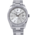 Rolex Datejust 41 SS 18k White Gold Roulette Watch Silver Dial