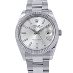 Rolex Datejust 41 SS 18k White Gold Roulette Watch Silver Dial