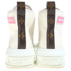 Louis Vuitton Squad Line High Cut Sneakers White Brown Canvas — view 3