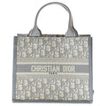 Dior Book Tote Small White 2-Way Shoulder Bag Canvas Leather Gray