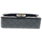 Chanel Quilted 25 Lambskin Leather Double Flap Chain Shoulder Bag Gold Black — view 4