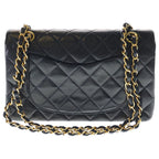 Chanel Quilted 25 Lambskin Leather Double Flap Chain Shoulder Bag Gold Black — view 2