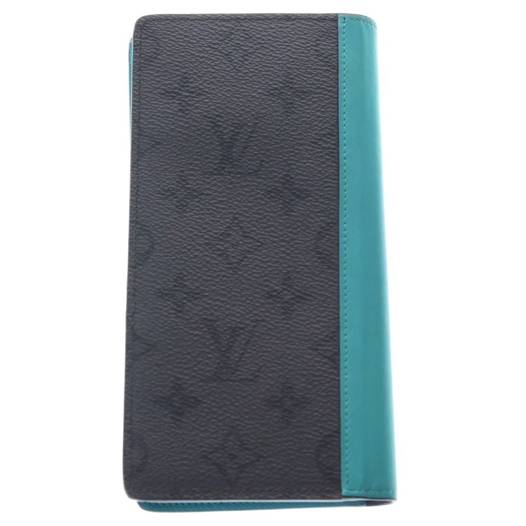 Louis Vuitton Portefeuille Brazza NM Monogram Eclipse Wallet Turquoise Gray — view 2
