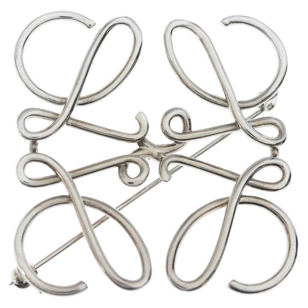 Loewe Anagram Brooch Pin Badge Silver
