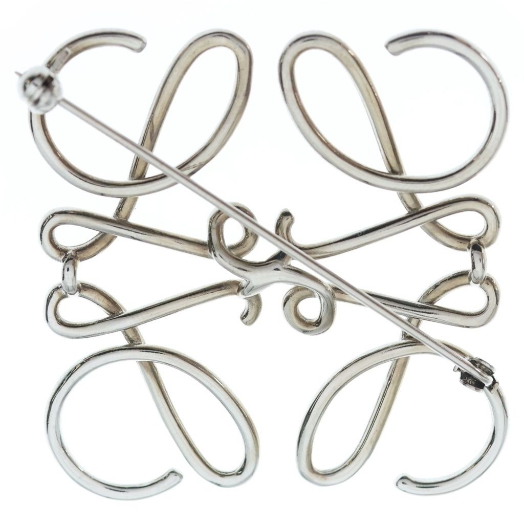 Loewe Anagram Brooch Pin Badge Silver — view 2