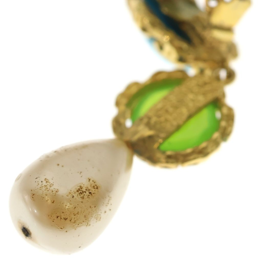 Chanel Faux Pearl Earrings Gripoix Blue Green Gold — view 5