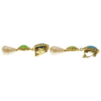 Chanel Faux Pearl Earrings Gripoix Blue Green Gold — view 3