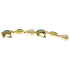 Chanel Faux Pearl Earrings Gripoix Blue Green Gold — view 4
